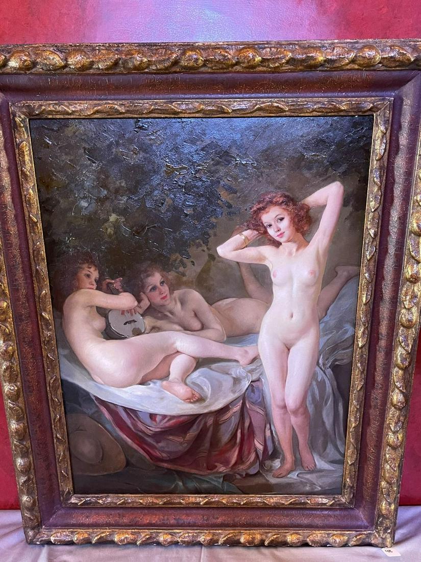 Maria Szantho ( Hungary 1897 - 1998) Oil on Board,: Maria Szantho ( Hungary 1897 - 1998) Oil on Board, Female Nudes, 23 x 31 inches