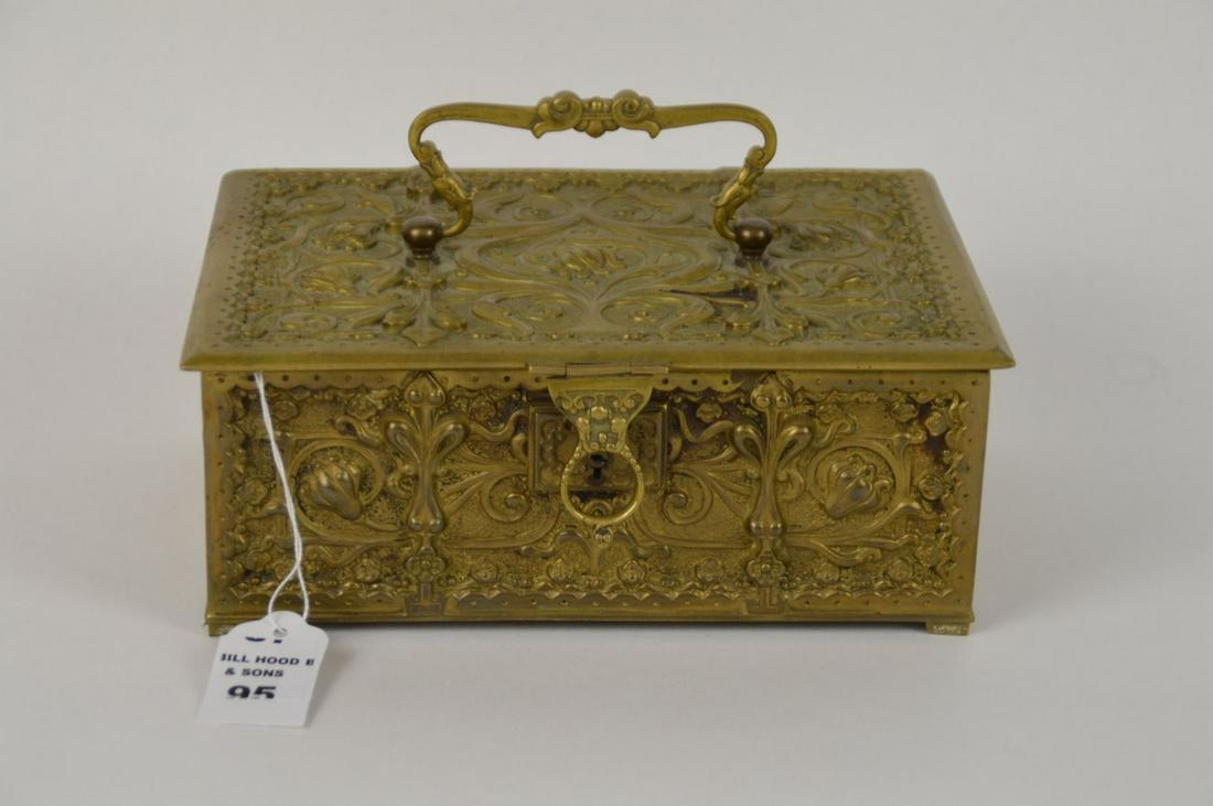 Antique German Brass Hinged Box with Interior Porcelain (1 of 7)