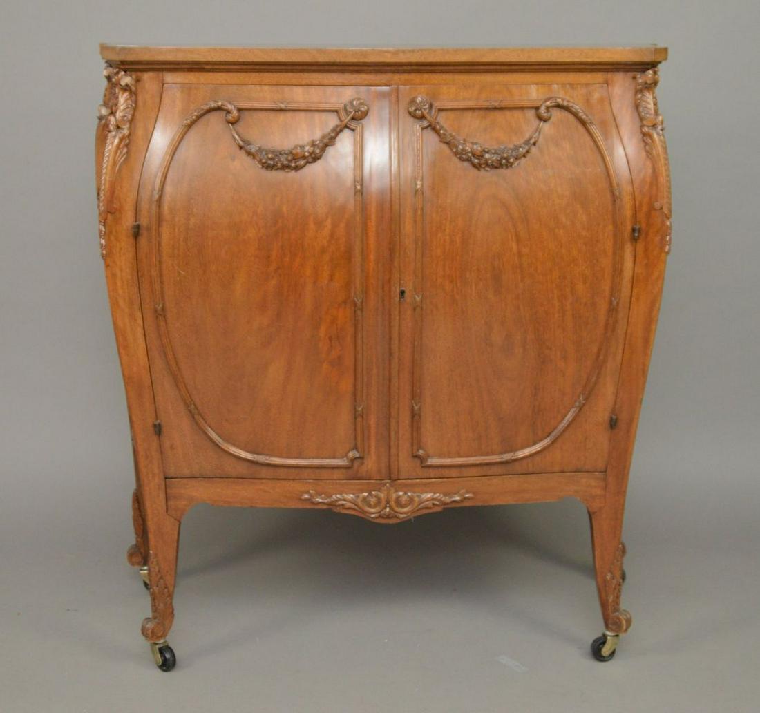 Mahogany 2 door Bombay Cabinet with Carved Floral (1 of 8)