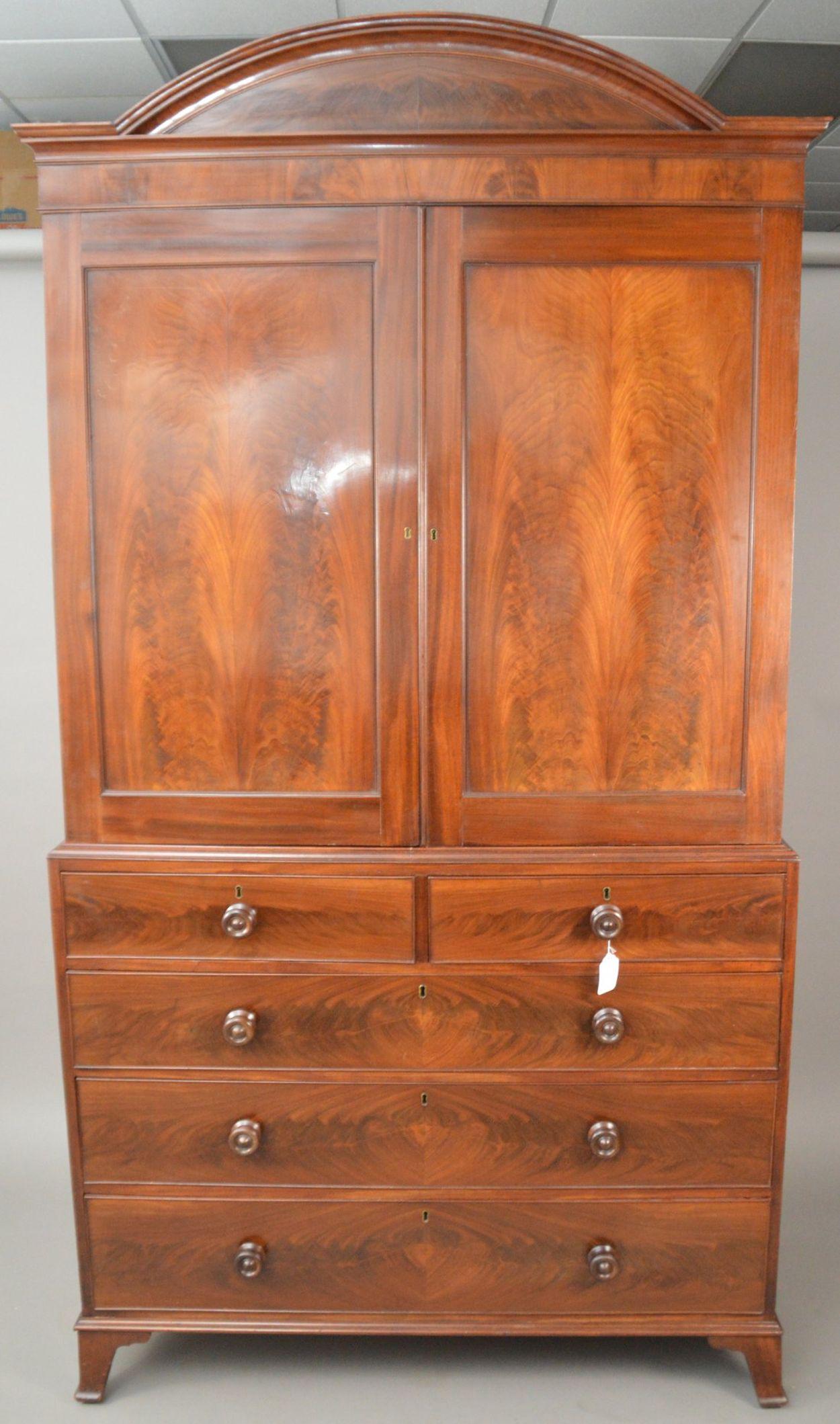19th c. English 2 pieces Mahogany Linen Press, 2 (1 of 16)