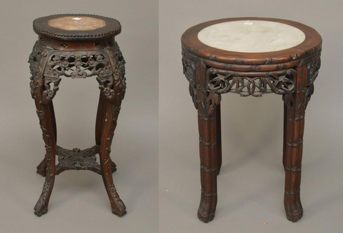 2 Chinese Stands, One Shaped Top Marble Insert With (1 of 8)