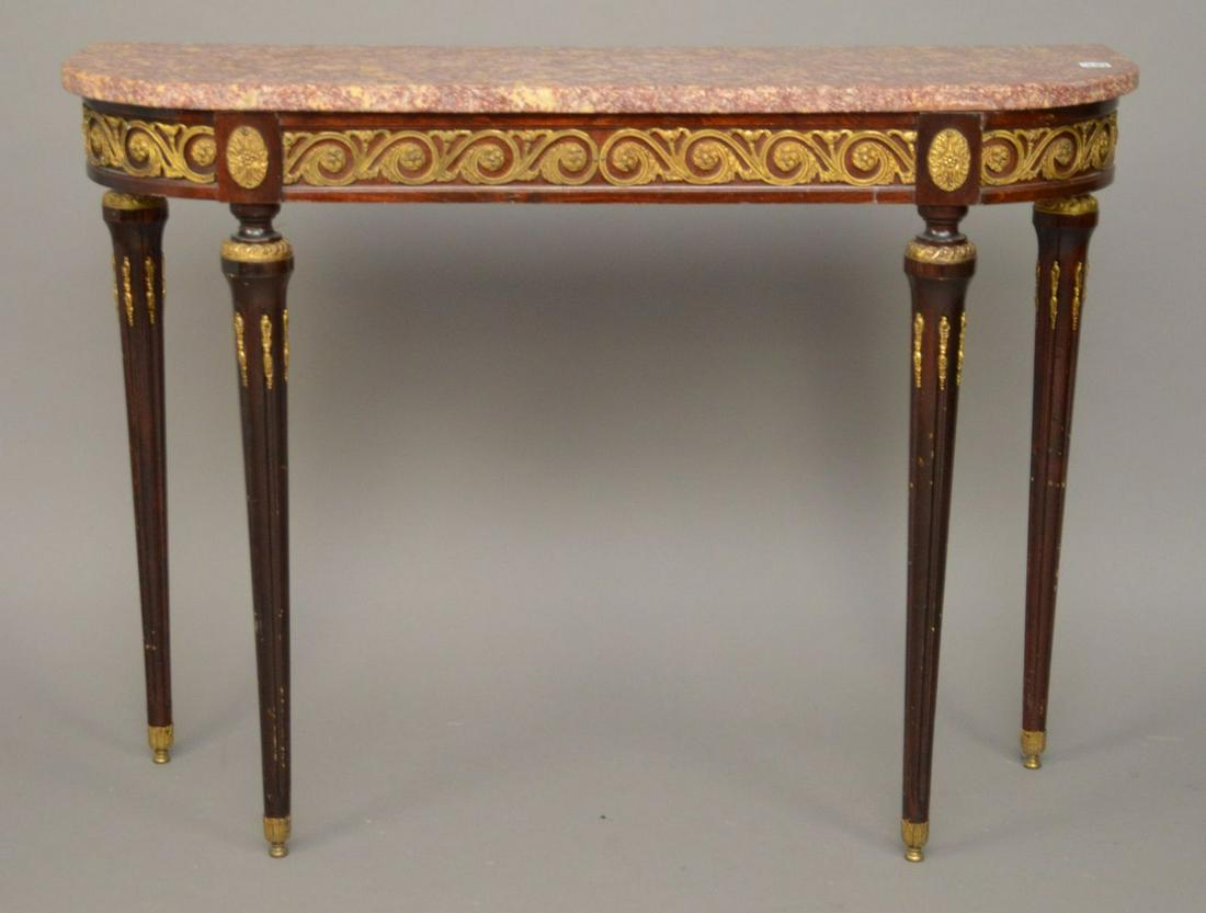 French Demi-Lune Entry Table, Multi Color Marble Top (1 of 7)