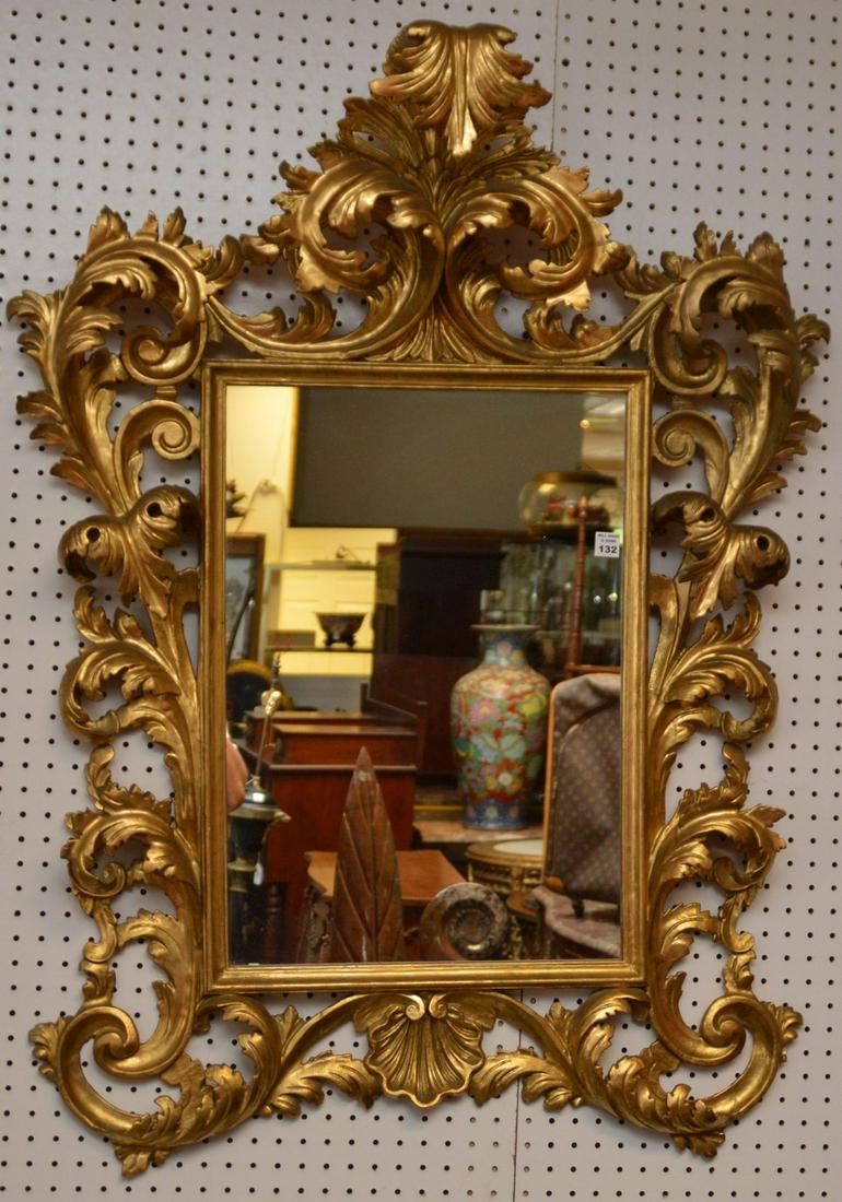19th C. Acanthus Leaf Carved Giltwood Frame Mirror, (1 of 11)