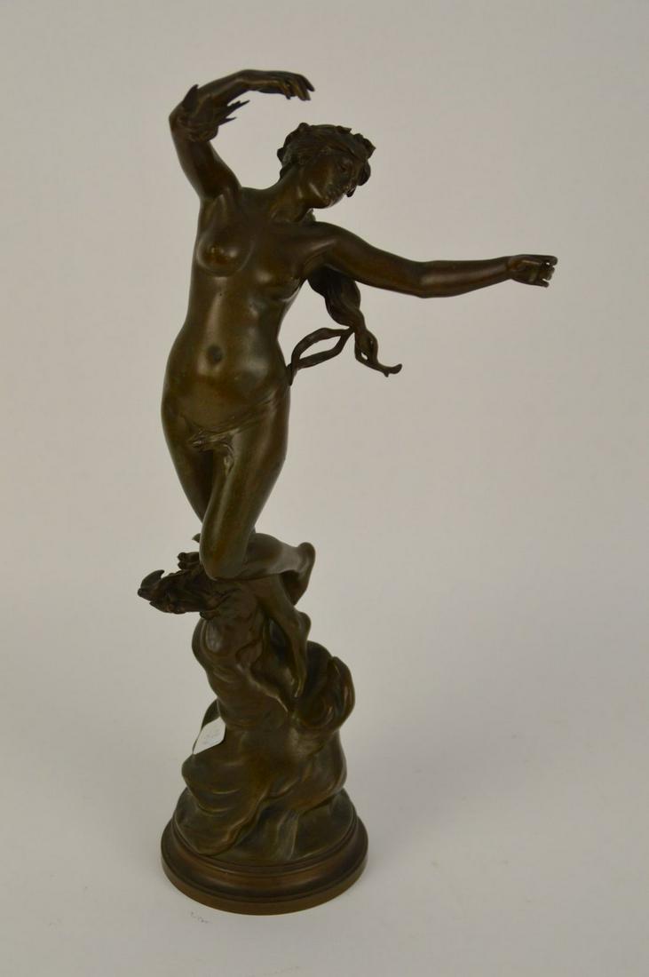 Felix Carpentier (France - 1905) Nude Bronze singing /: Felix Carpentier (France - 1905) Nude Bronze singing / dancing, 18 inches tall signed and dated 1893.
