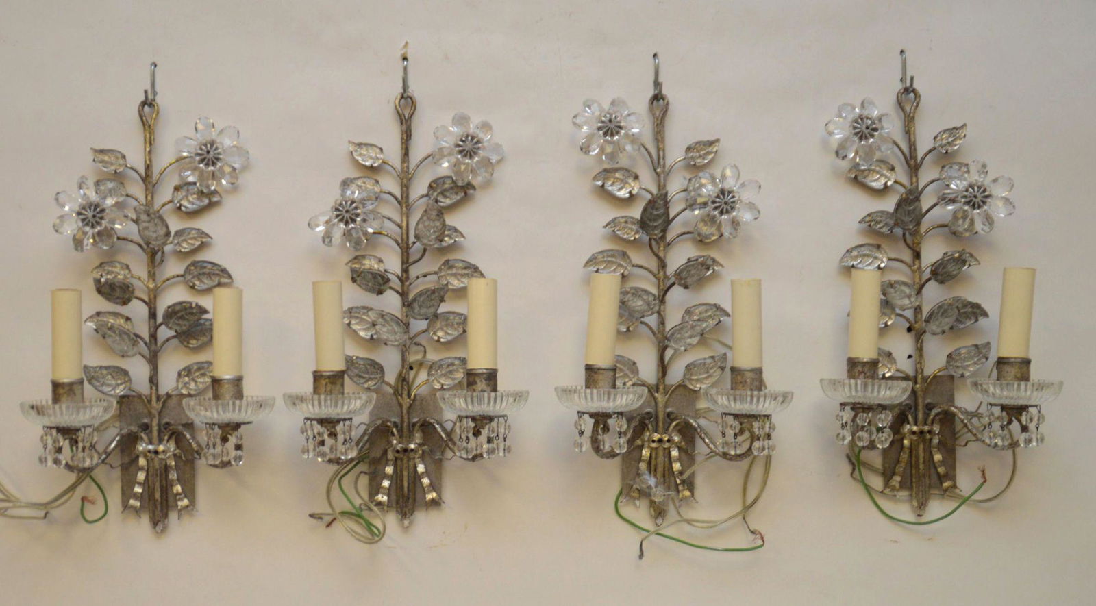 4 Rock Crystal Style 2 light sconces, 16 x 8-1/2 (1 of 7)