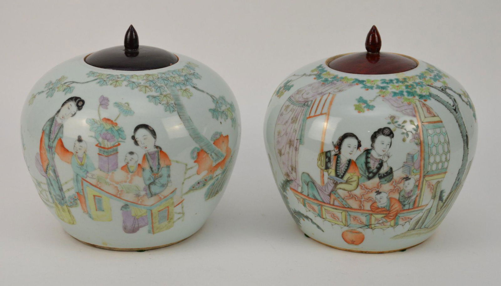 Pair of Chinese Porcelain Ginger Jars - Each having (1 of 13)