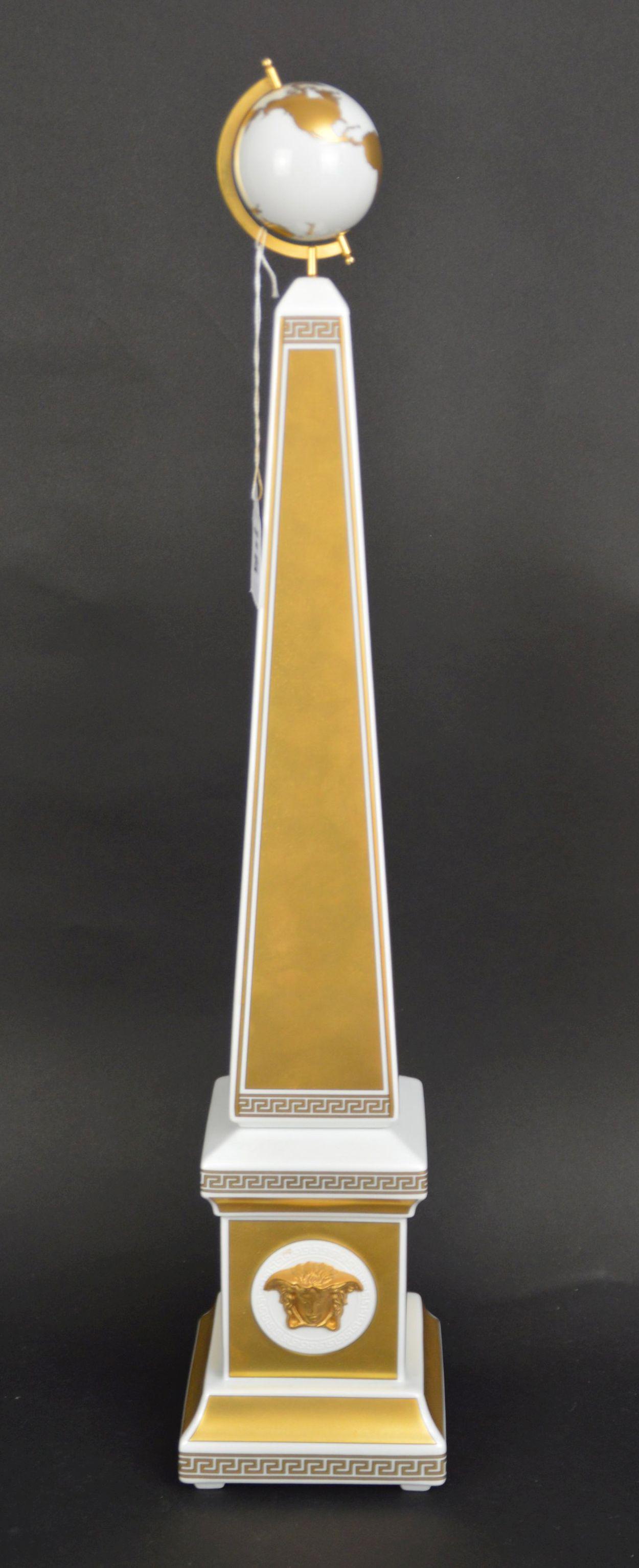 Versace Porcelain Obelisk, 20"h: Versace Porcelain Obelisk, 20"h