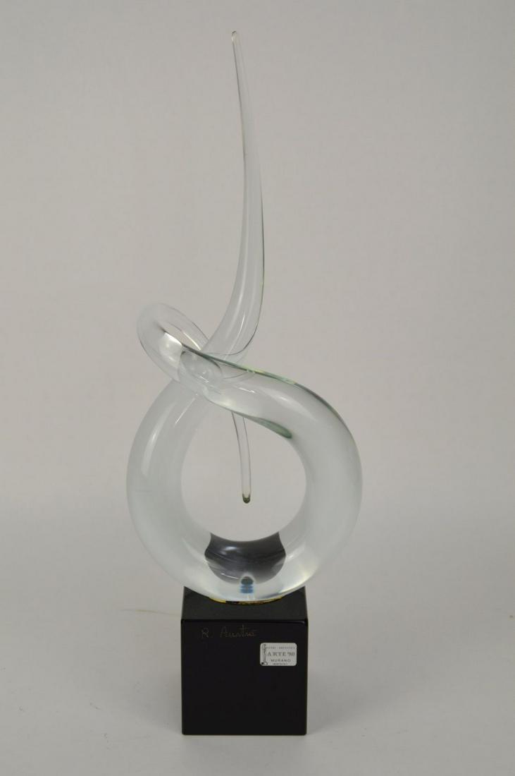 Signed Italian Murano Glass Abstract Sculpture - Clear (1 of 4)