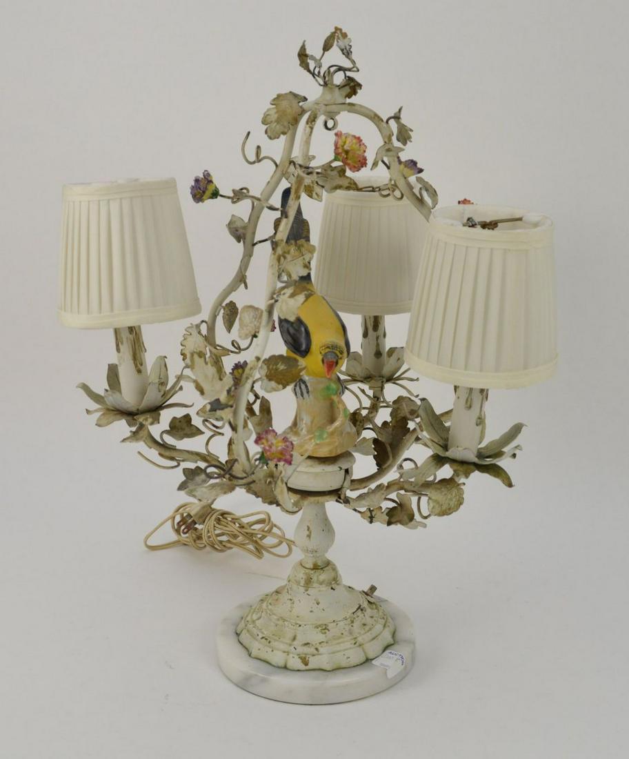 Italian Tole Bird & Flowers Table Lamp - Vintage (1 of 6)