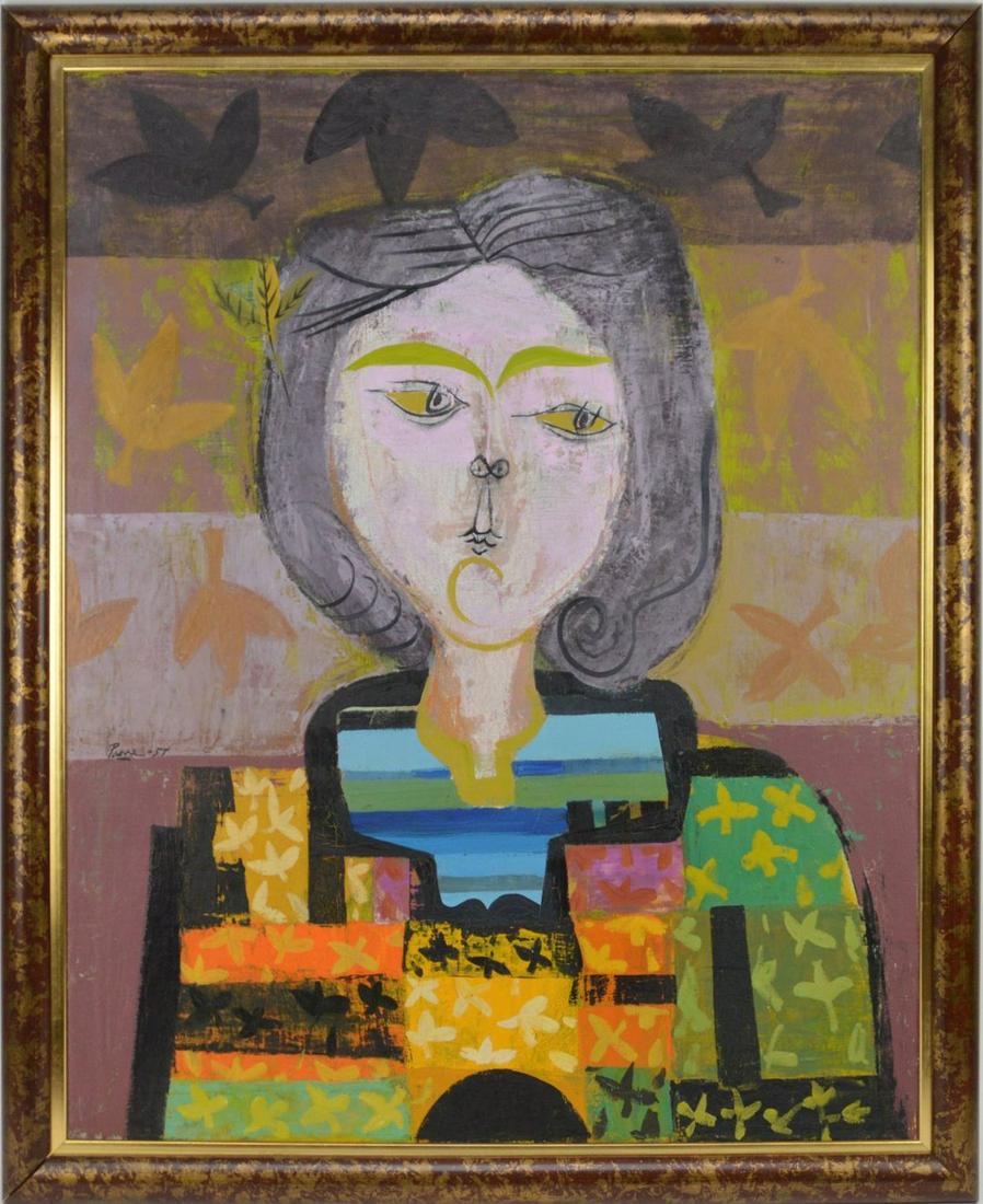 Peter Paone (NY Born 1936) oil on canvas, Abstract Lady (1 of 6)