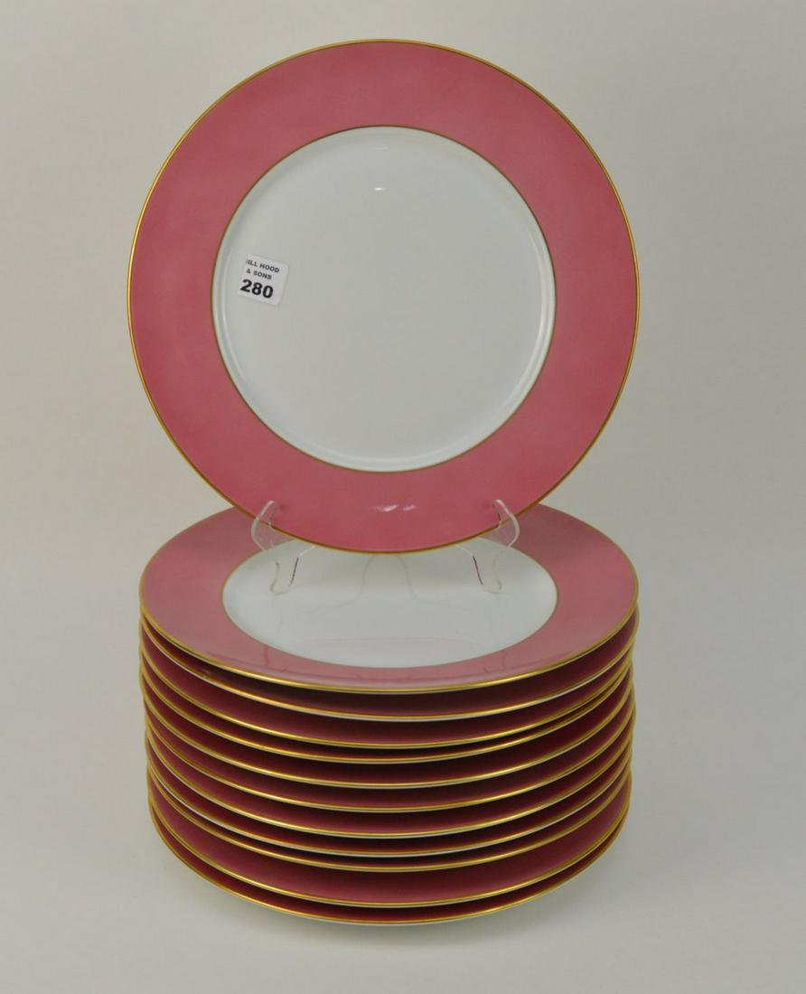 12 Richard Ginori Plates, Pink Rim with Gold Trim, 12 (1 of 5)