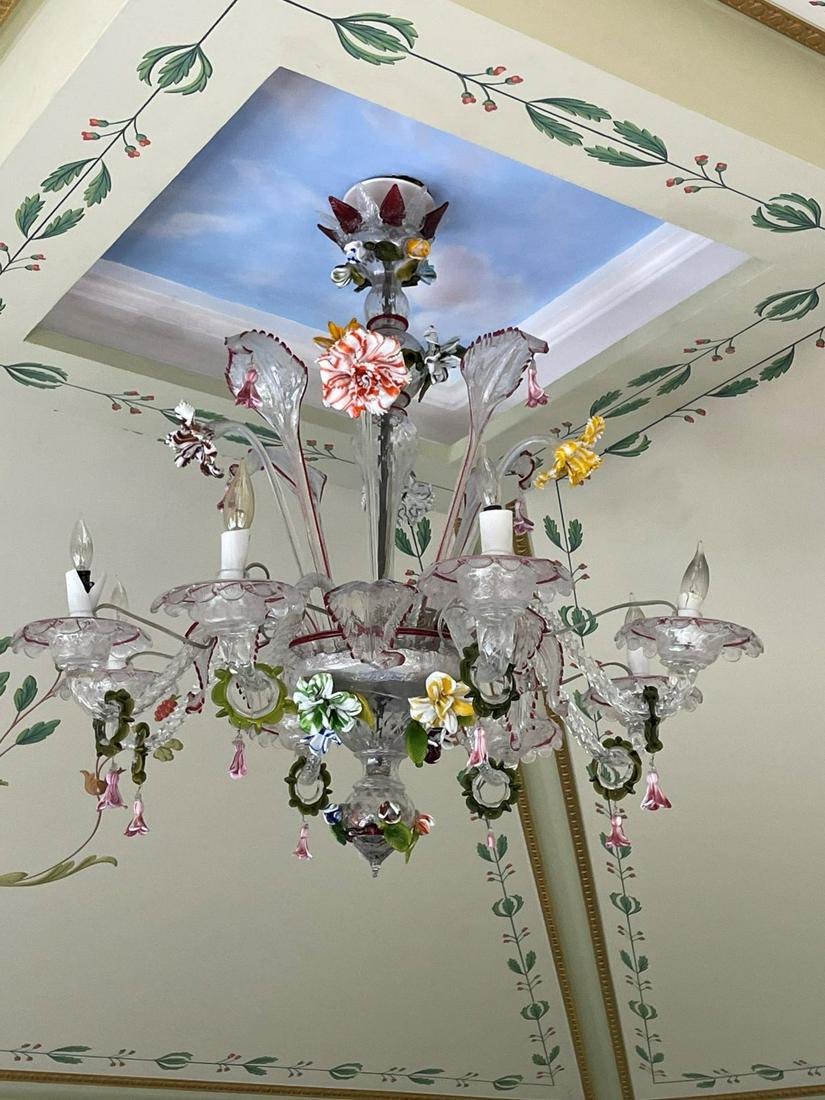 8 Light Venetian Glass Chandelier.  Clear glass with (1 of 11)