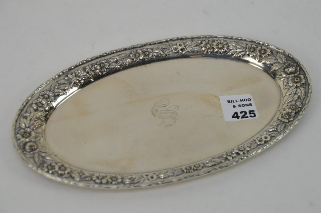 S. Kirk & Son Sterling Repousse Tray, 7 ozt, 9 3/4" x 5 (1 of 2)
