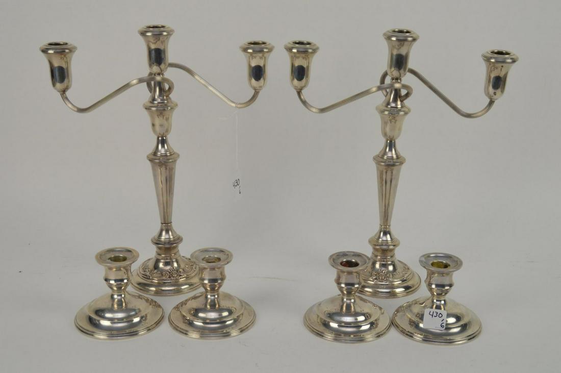 6 Assorted Sterling Weighted Candlesticks, 13 1/4"h (1 of 4)