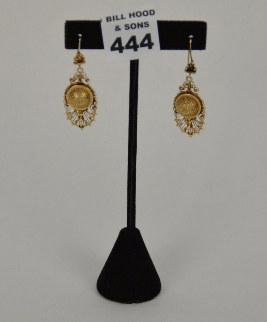 14K Yellow Gold Edwardian Style Earrings with: 14K Yellow Gold Edwardian Style Earrings with approximately 50mm drop Total weight 7.1 grams