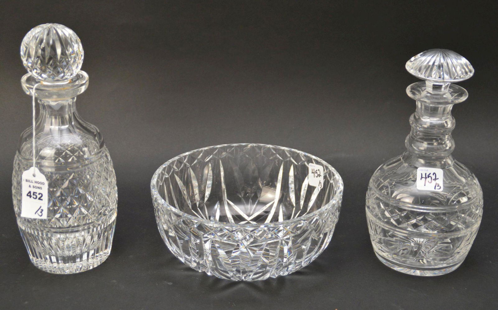 Three Clear Crystal Vessels Waterford Decanter & Bowl- (1 of 3)