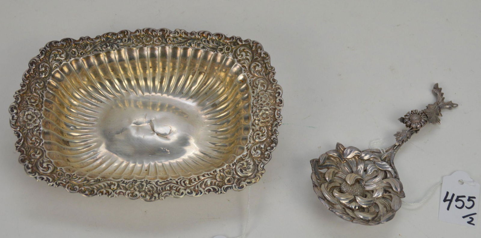 Antique Sterling Dish And Chinese Export Silver Spoon - (1 of 3)