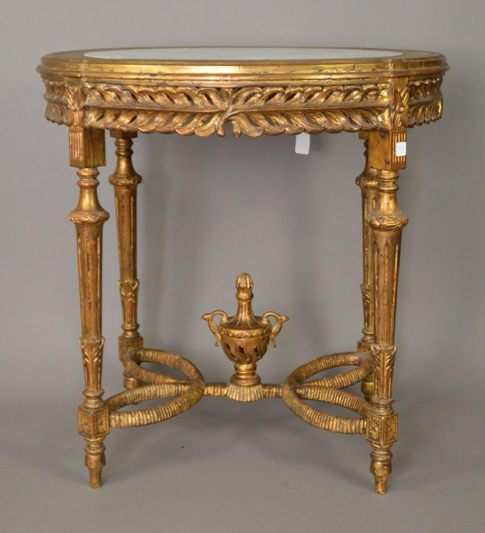 19th C. oval continental center table, carved giltwood (1 of 5)