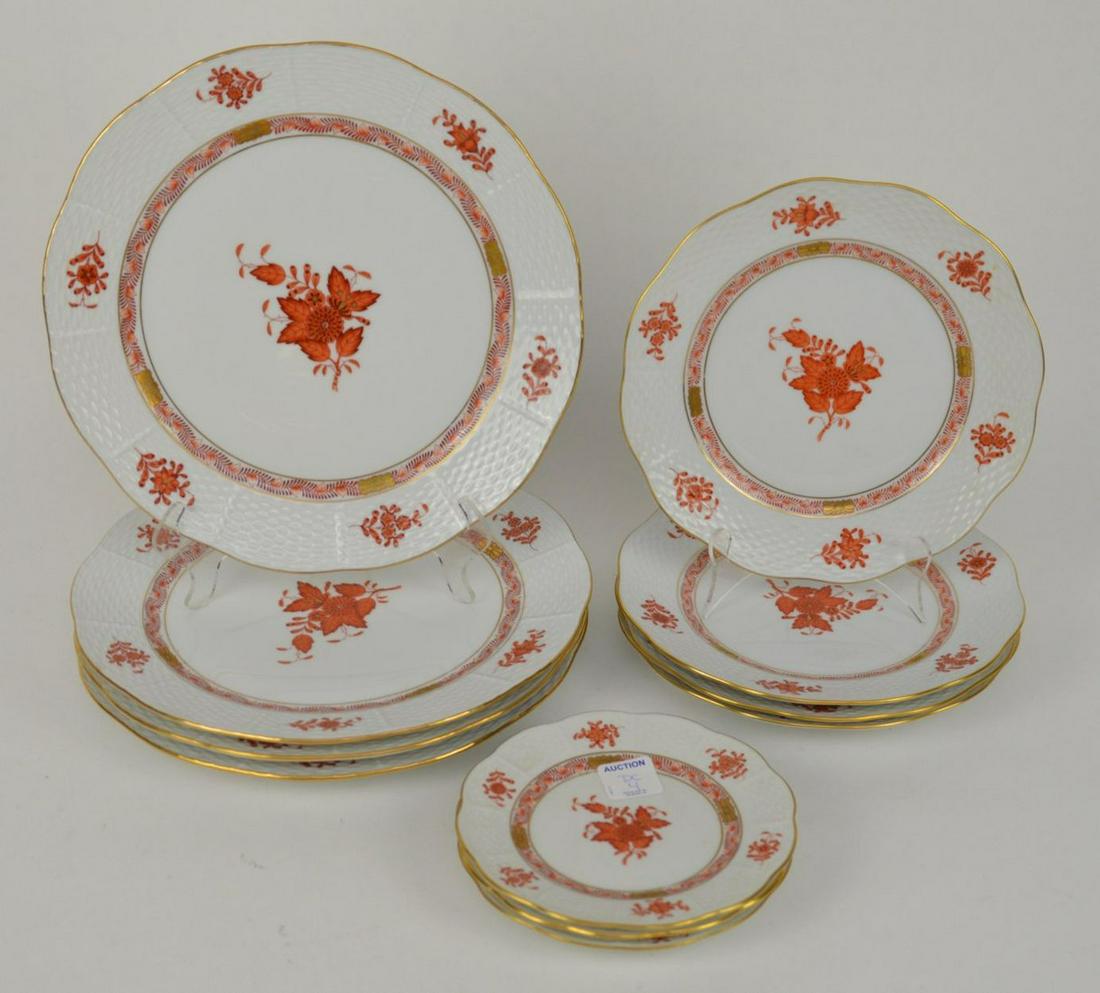 12 Herend Chinese Bouquet Rust Plates. 4 Plates 10" (1 of 4)