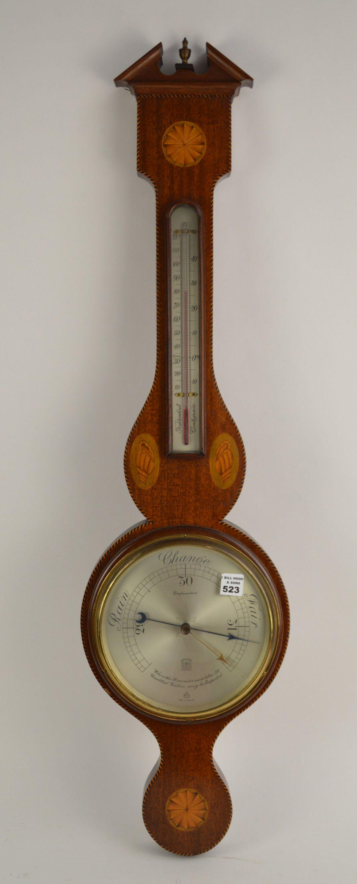 English Antique Mahogany Barometer, 39 x 10 inches (1 of 8)