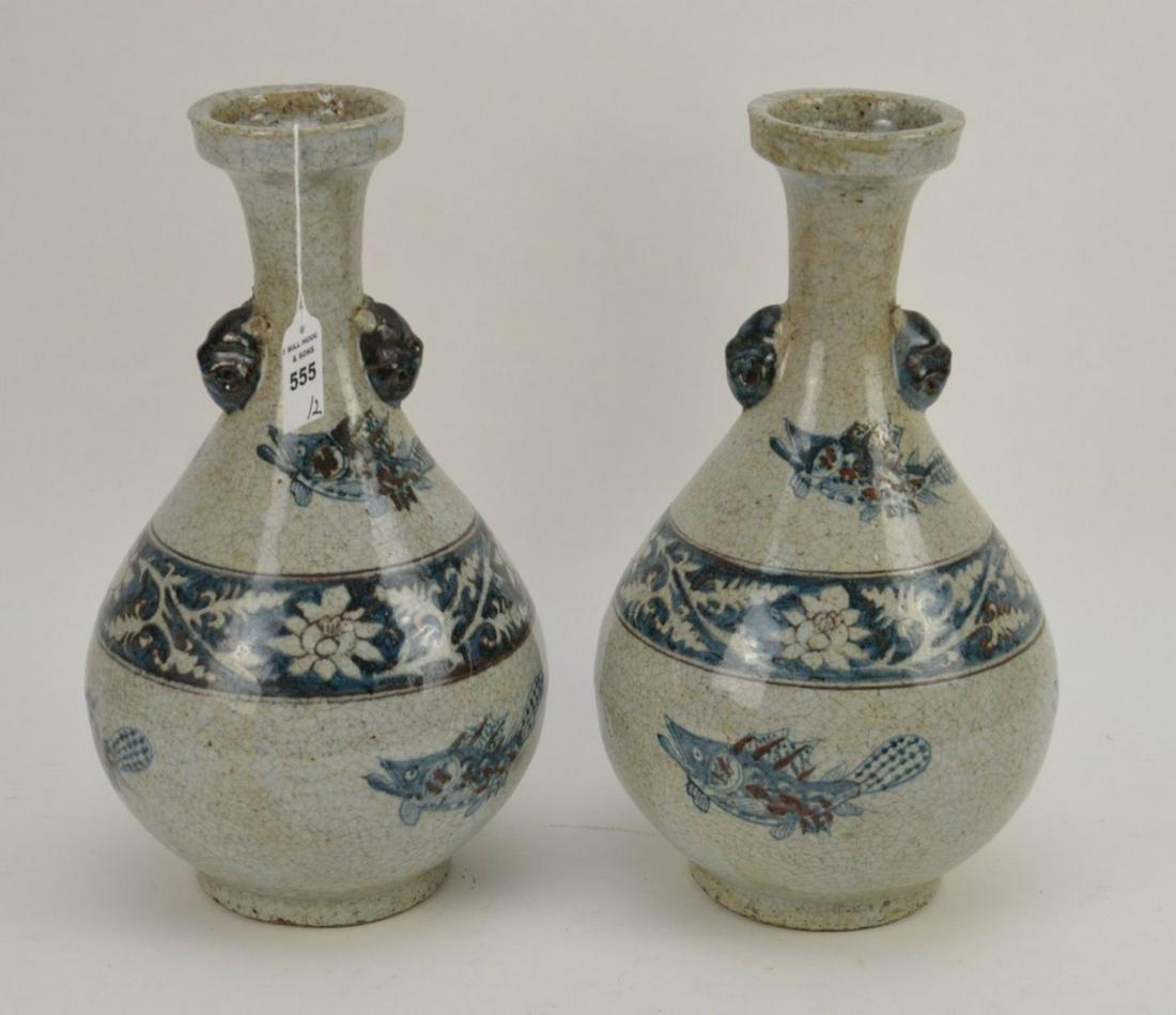 Pair of Chinese Ming-Style Red & Blue Underglaze Vases (1 of 7)