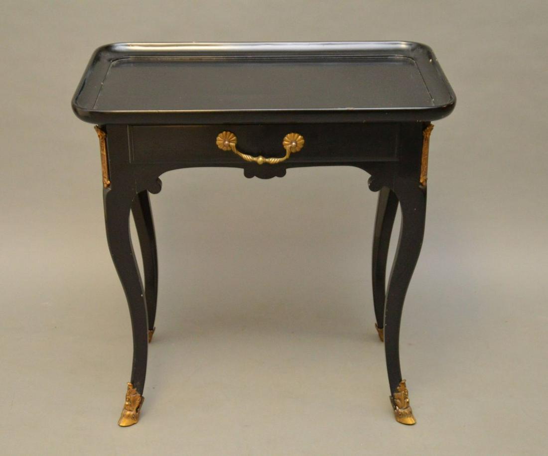 Black painted side table with single drawer, 27w x (1 of 6)