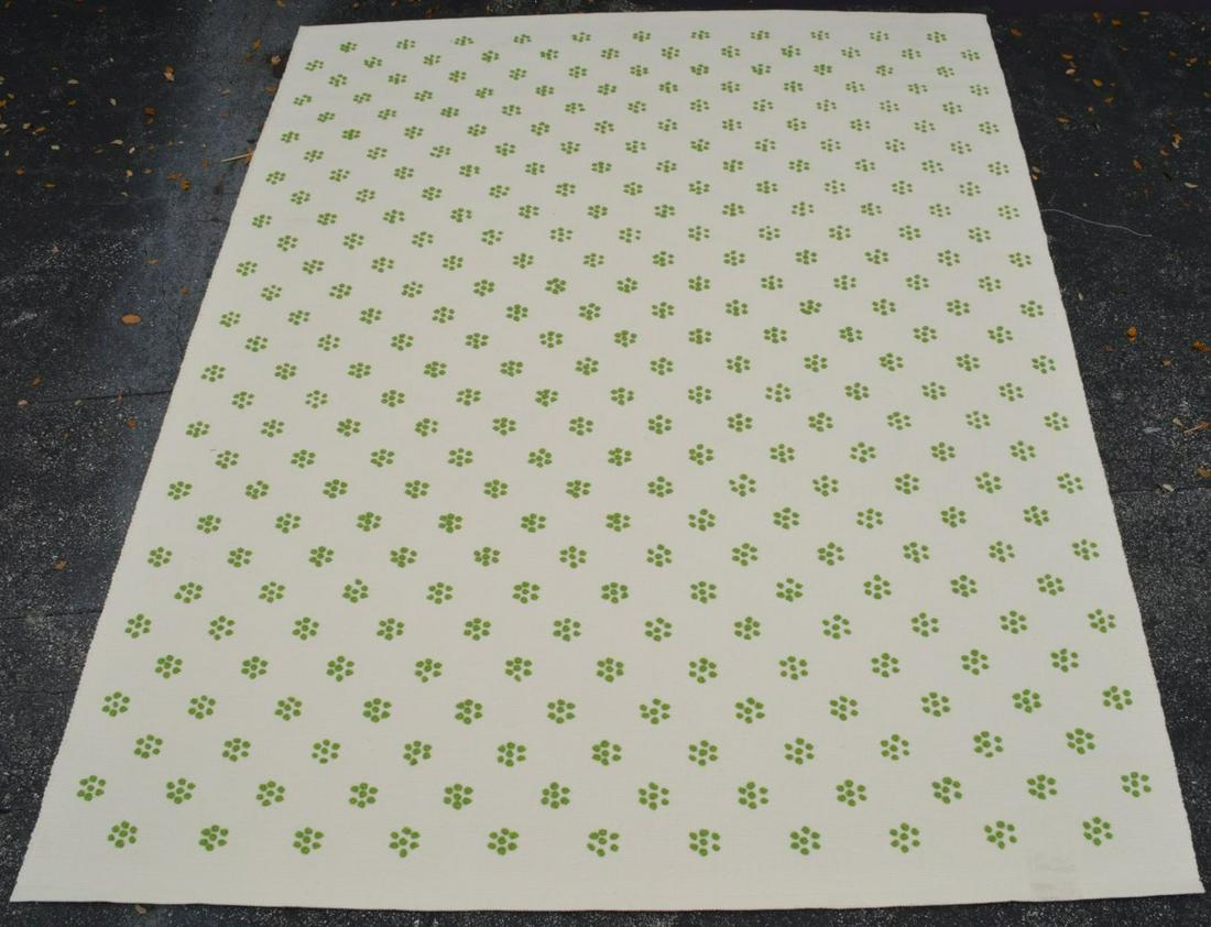 Carpet, White Ground with Green Paw Print Motif, (1 of 5)