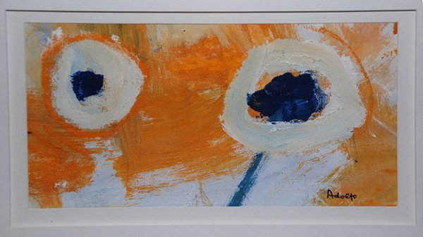 Adolfo Adolf Holtschlag (Well know German Express: Adolfo Adolf Holtschlag (Well know German Expressionist Painter, 20th Century) acrylic on paper, untitled abstract, 10" x 19" in modern gallery frame