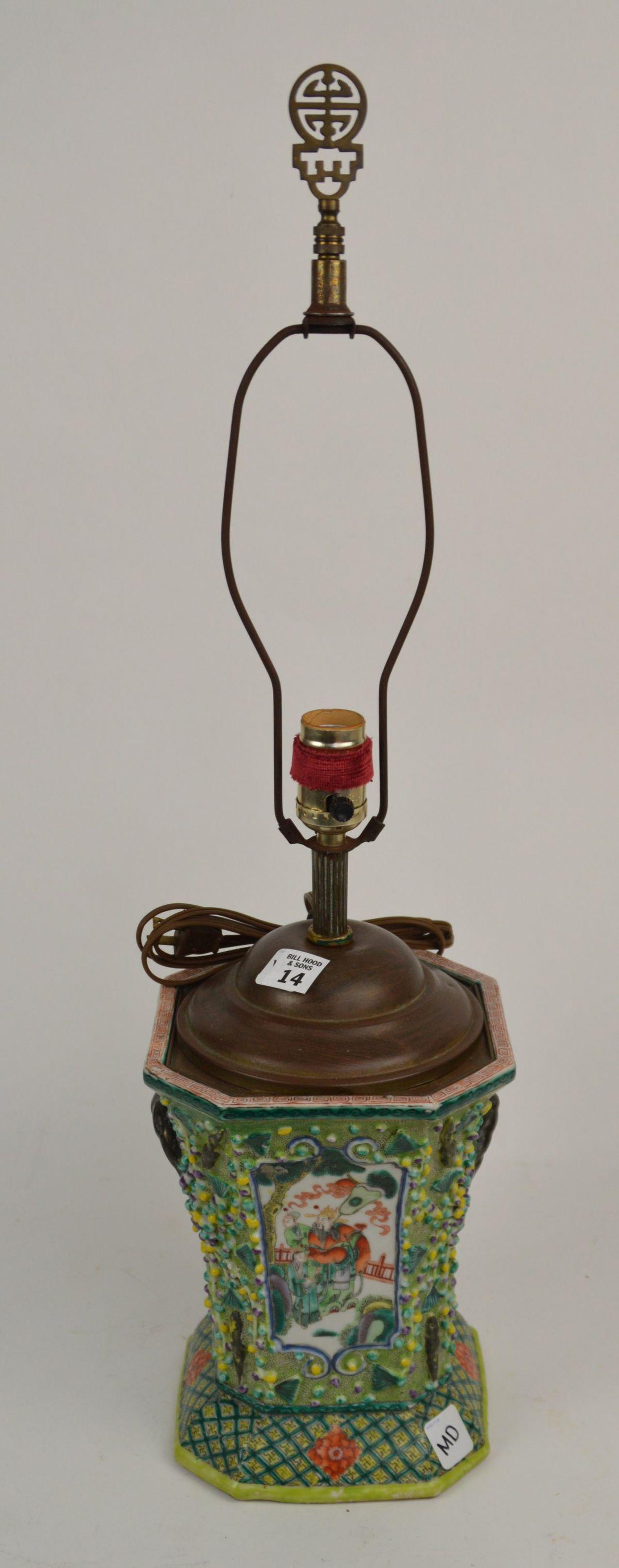 Chinese Export Porcelain Lamp, Famille Vert, 19th c, (1 of 7)