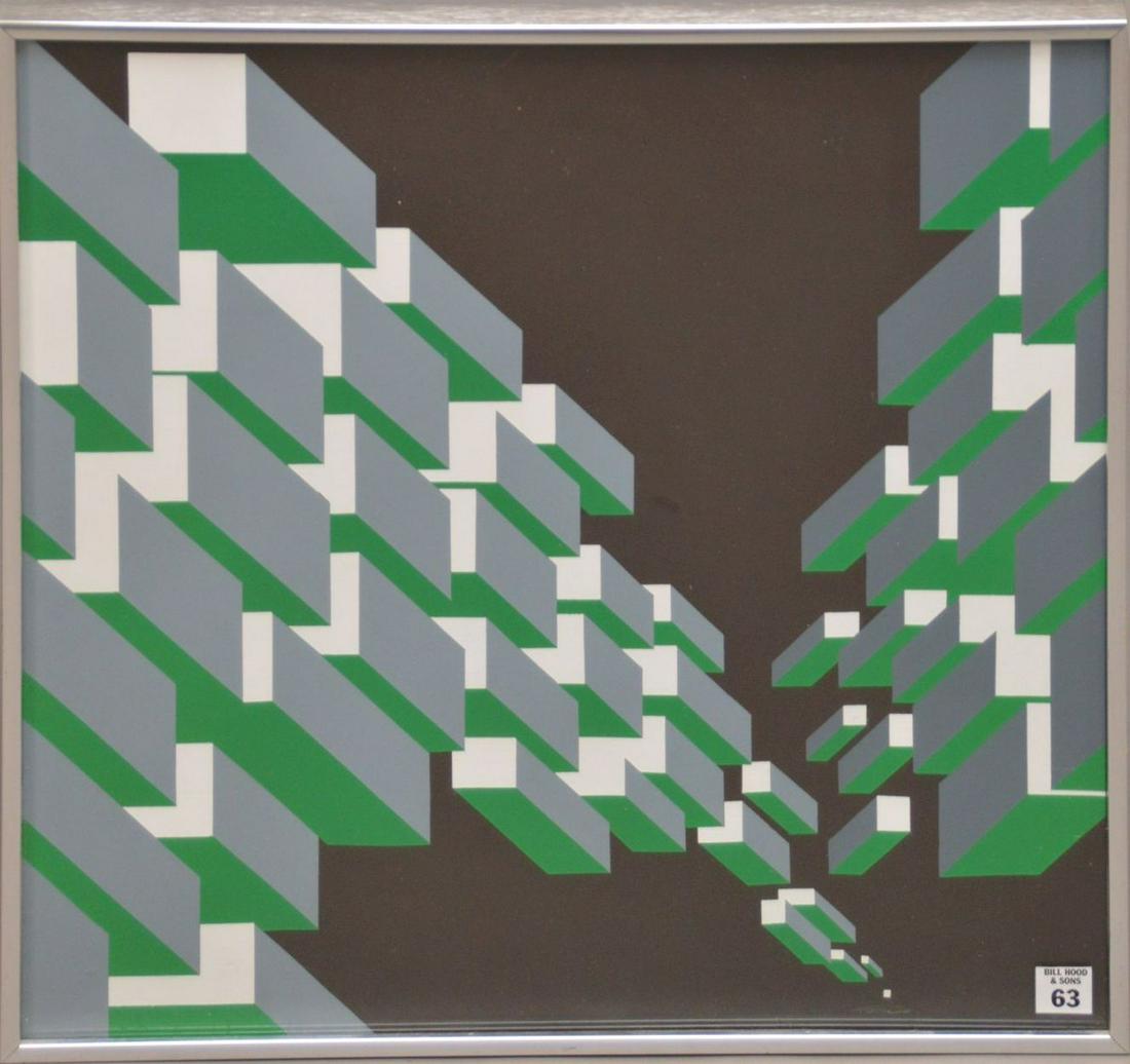 Rinaldo Paluzzi (1927 - 2013) oil on paper, Geometric, (1 of 4)