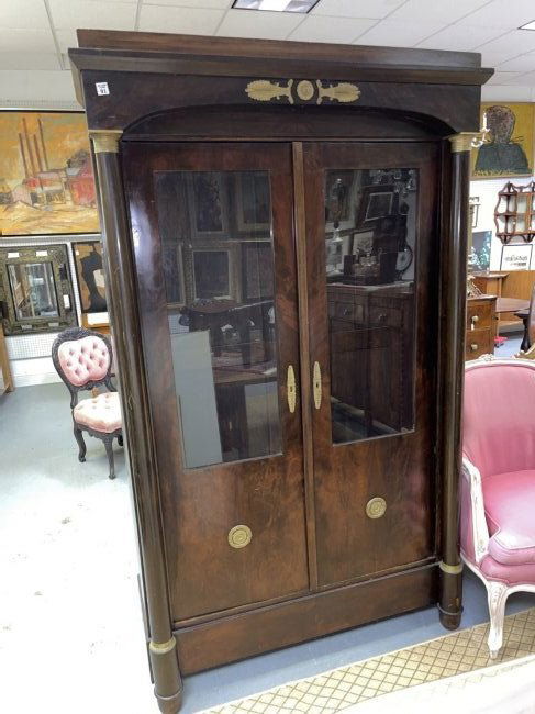 French Empire Linen Press with Gilt Bronze Mounts, 74"h (1 of 4)