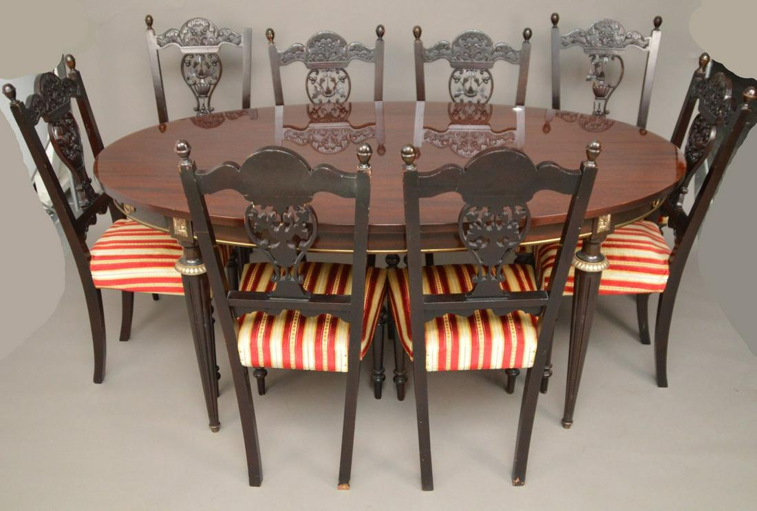 Oval Lacquered Dining Table on Inverted Reeded Trumpet (1 of 10)