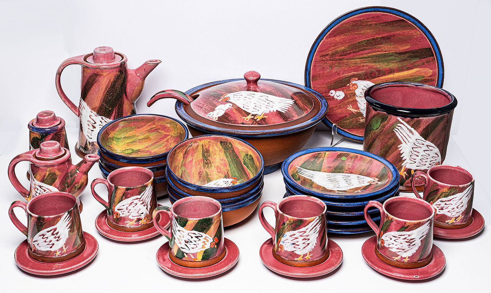 30 PIECES MERCEDES MARIN COLUMBIAN HANDPAINTED POTTERY (1 of 8)