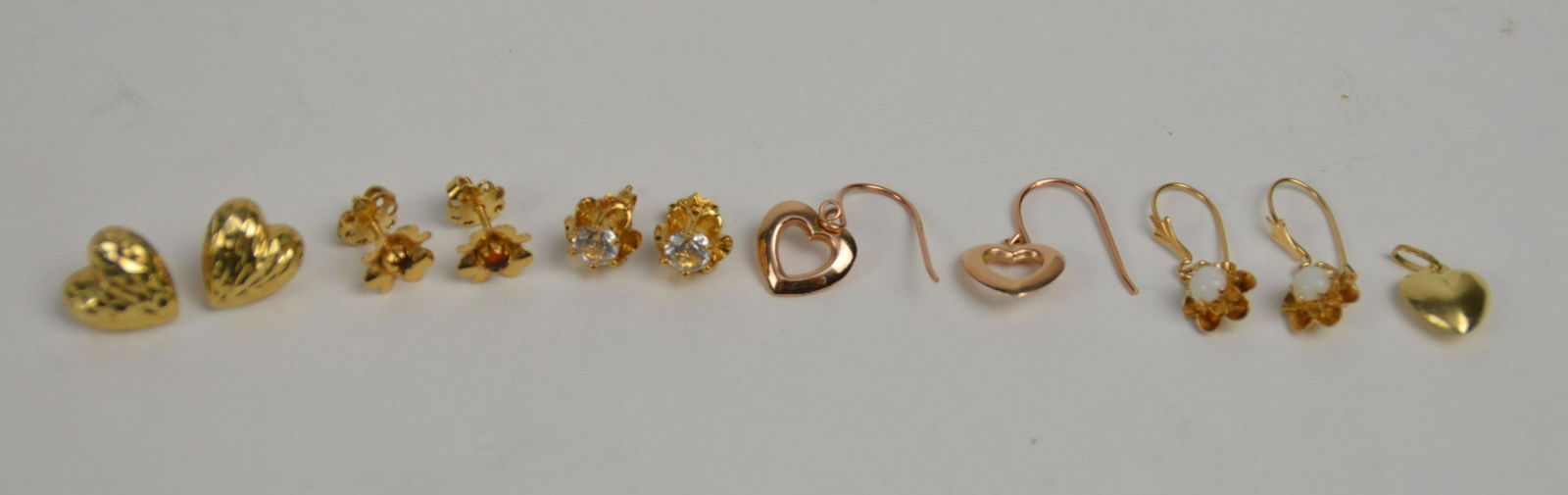5 pairs of 14K Yellow Gold Earrings & 1 Heart Charm. (1 of 4)