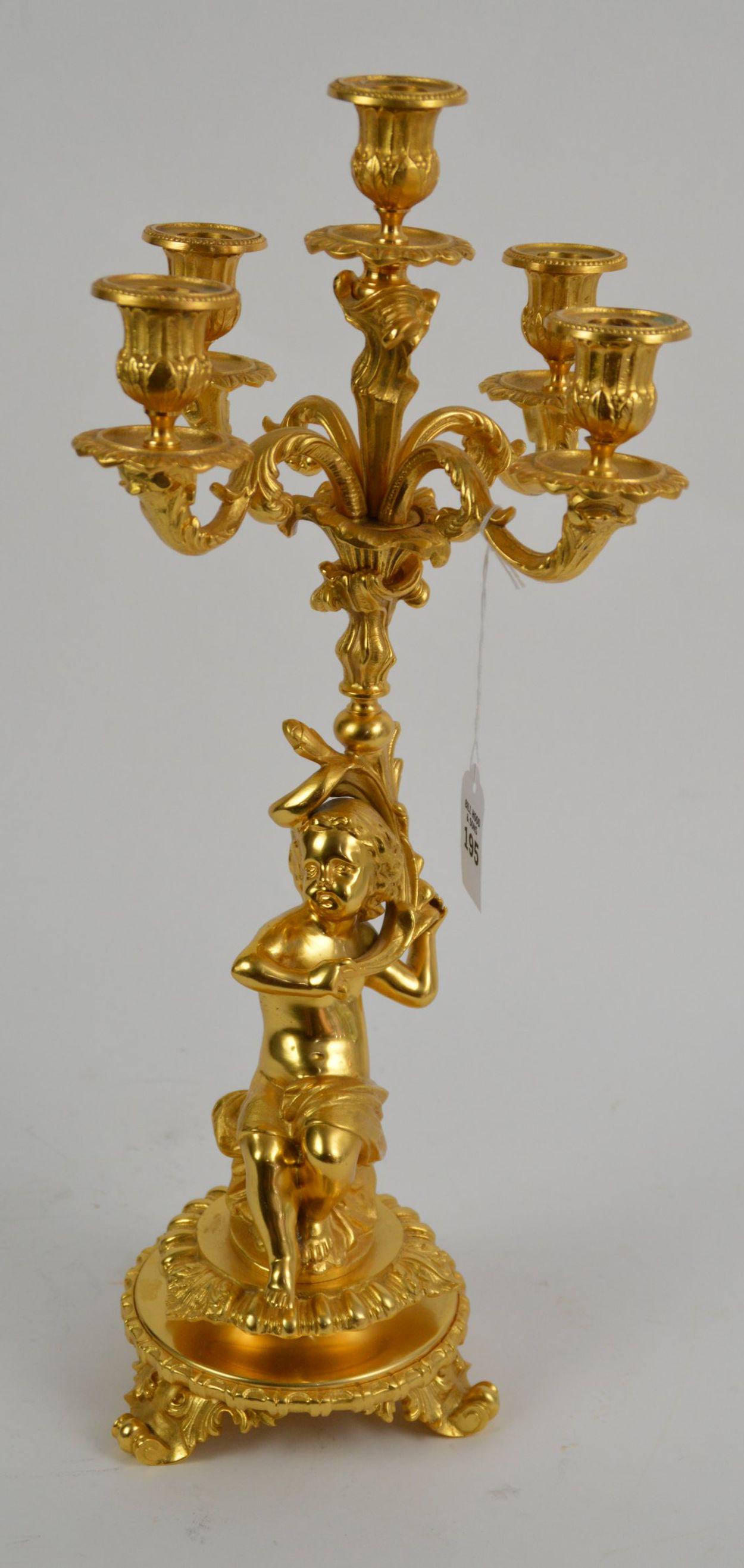 Antique French Doré Bronze Figural Putto Candelabra - (1 of 6)
