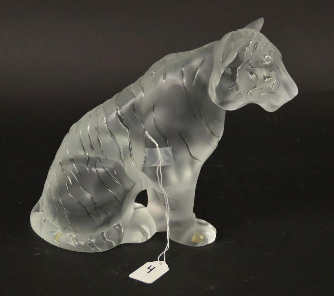 Lalique Grand "Sitting Tiger" Crystal Figure. Lalique (1 of 6)