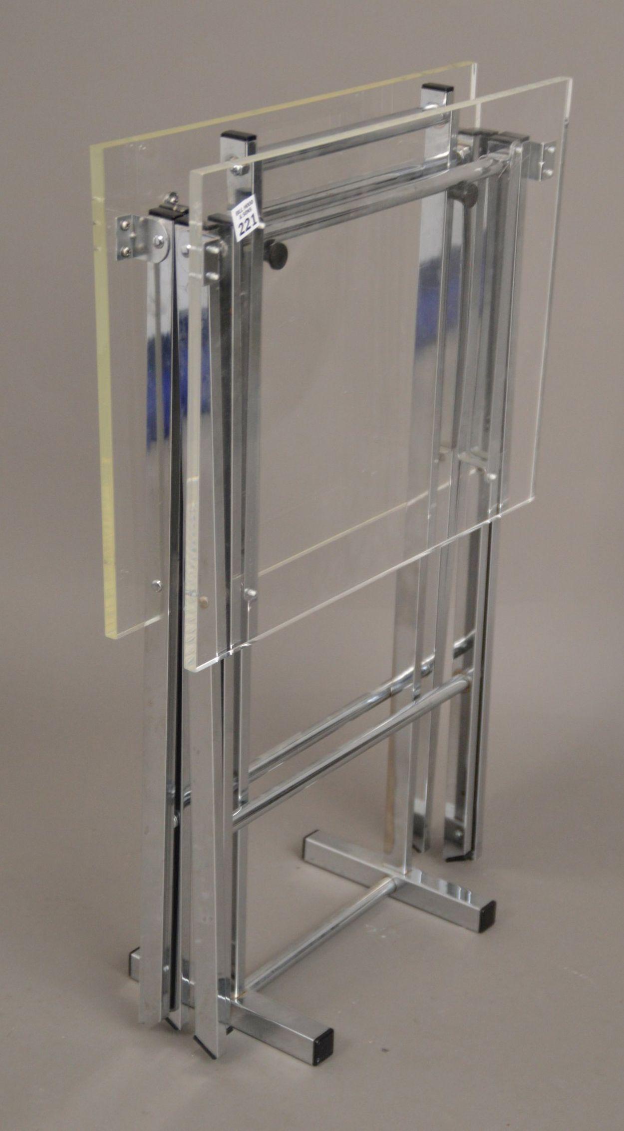 2 Lucite Folding Snack Tray Tables with Stand, 30"h (1 of 5)