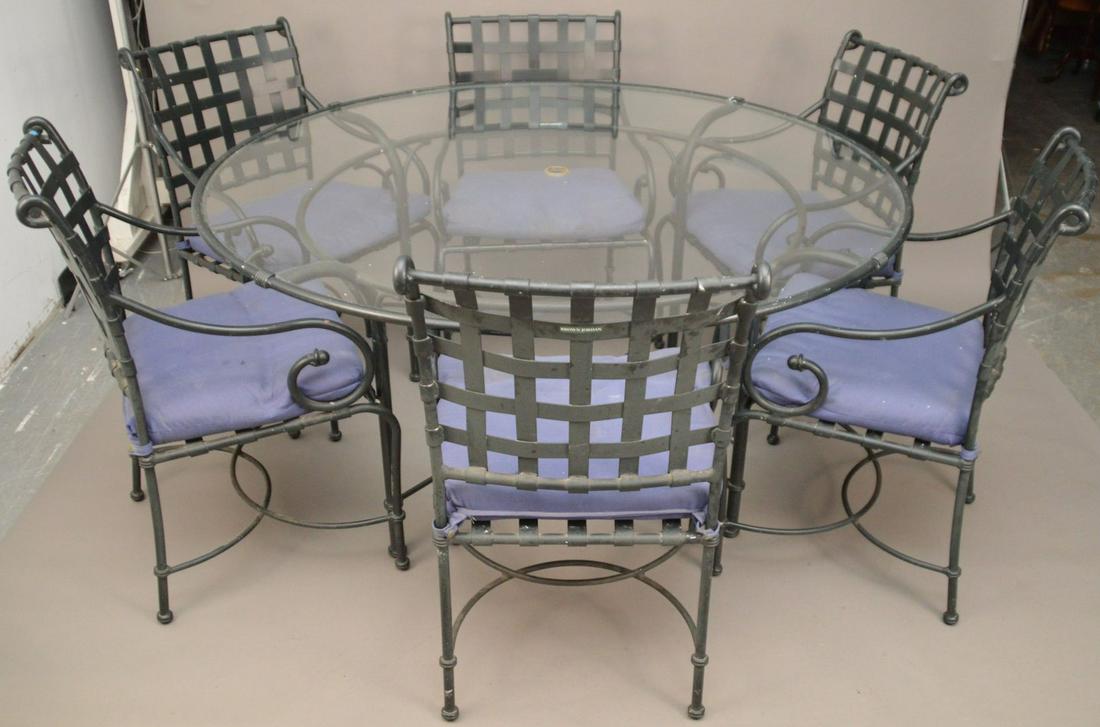 Brown Jordan Patio Table & 6 Chairs, Metal Strapping, (1 of 7)