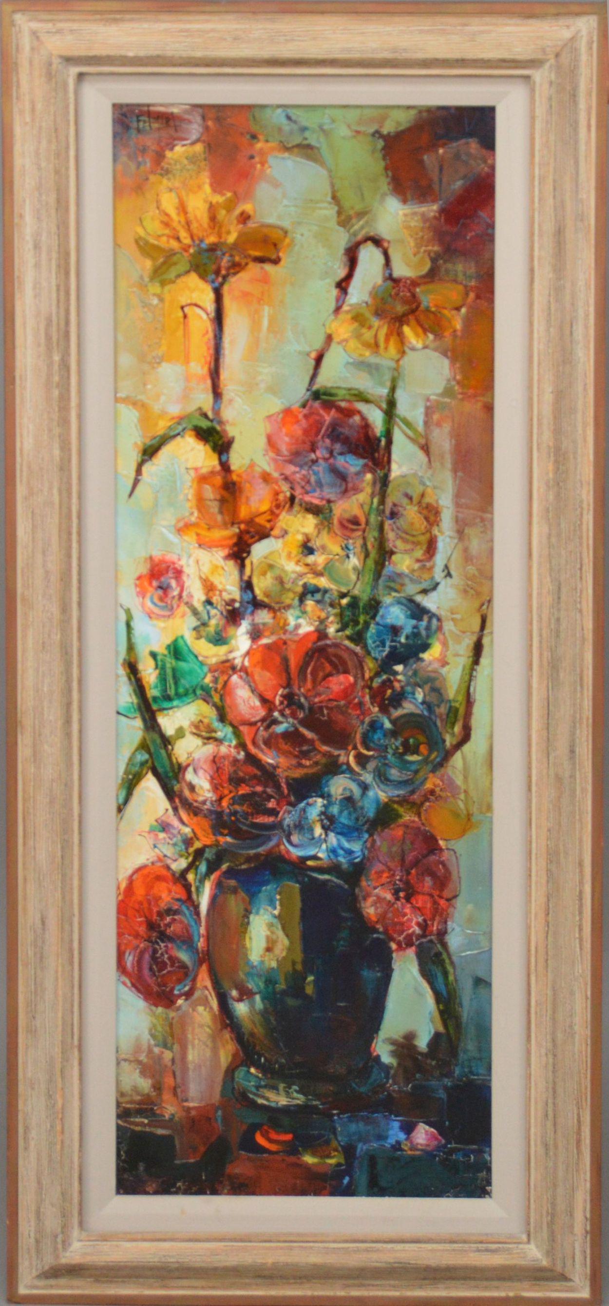 Felix Felmart (Spanish b. 1933) oil Still Life Flowers,: Felix Felmart (Spanish b. 1933) oil Still Life Flowers, 36 x 12 inches