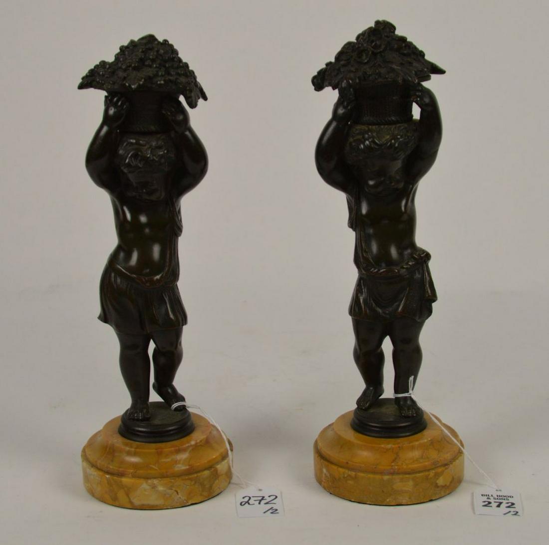 Pair of Patinated Bronze Bacchian Putti Figures - Each (1 of 7)