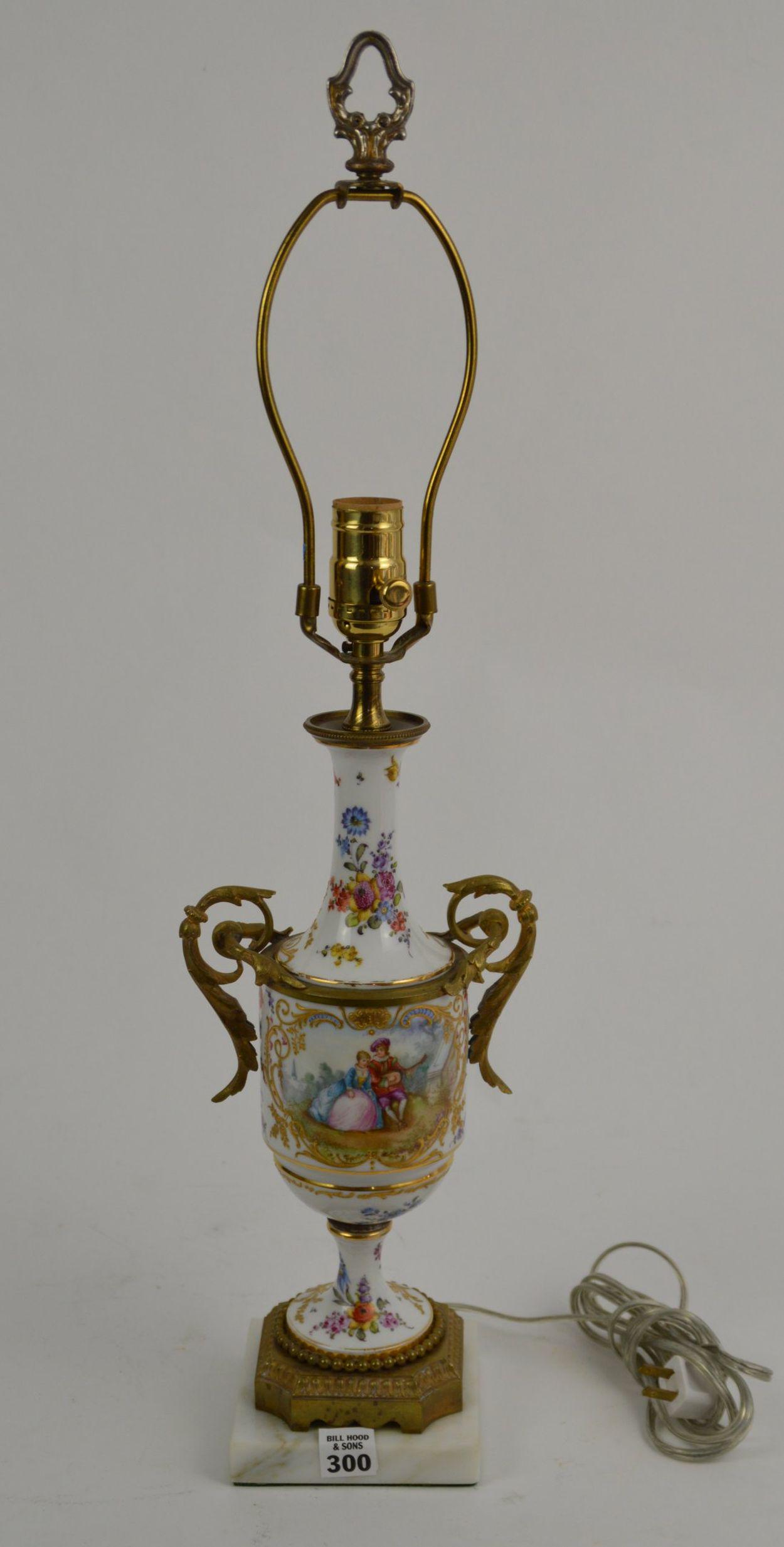 Antique French Porcelain & Gilt Bronze Urn-Form Lamp - (1 of 7)