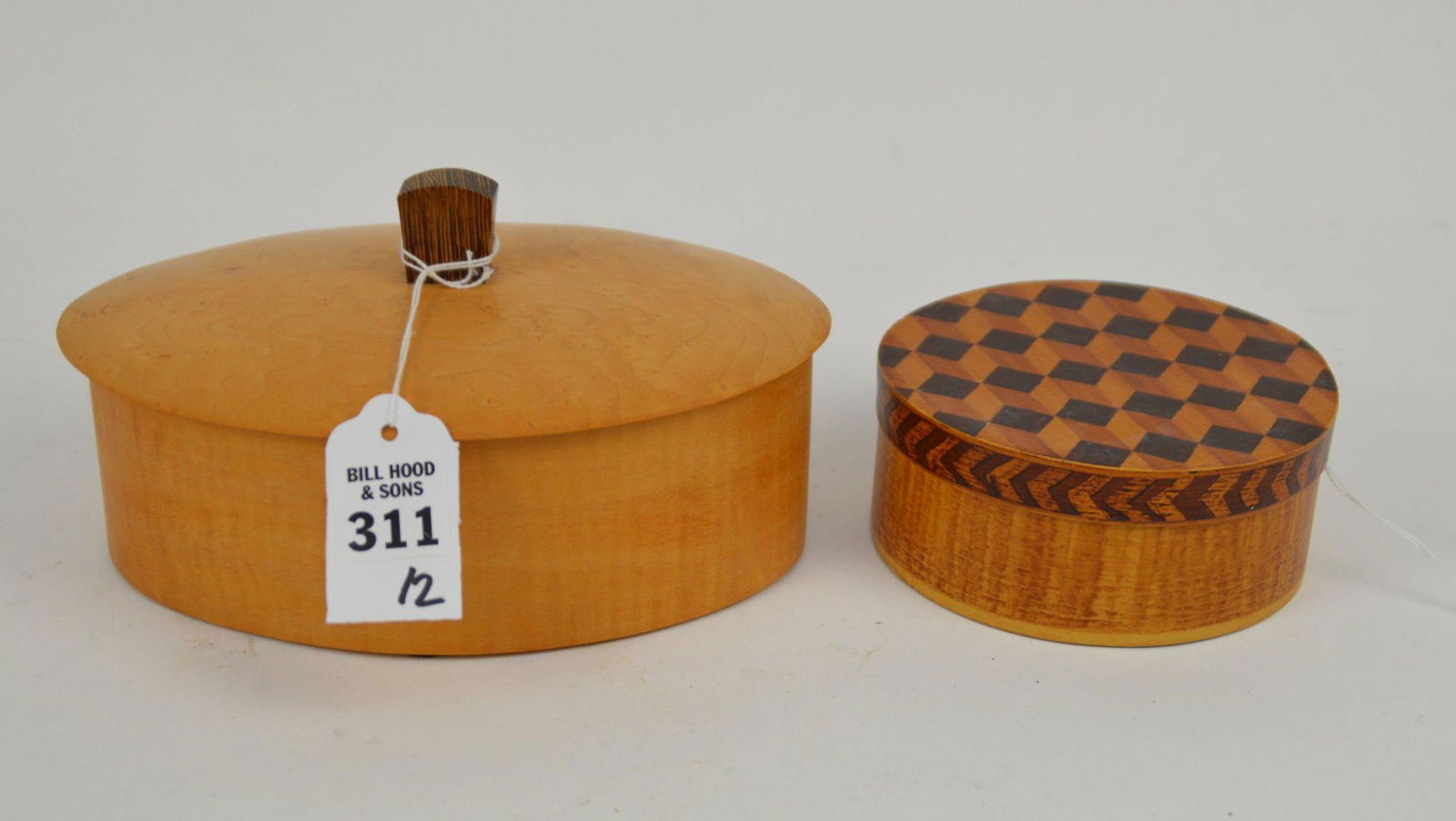 Two Handmade Artisan Boxes - one lidded oval Birds-eye (1 of 6)