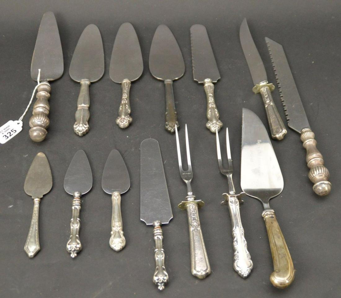 14 pcs Sterling Silver Serving Knifes and Forks. (1 of 12)