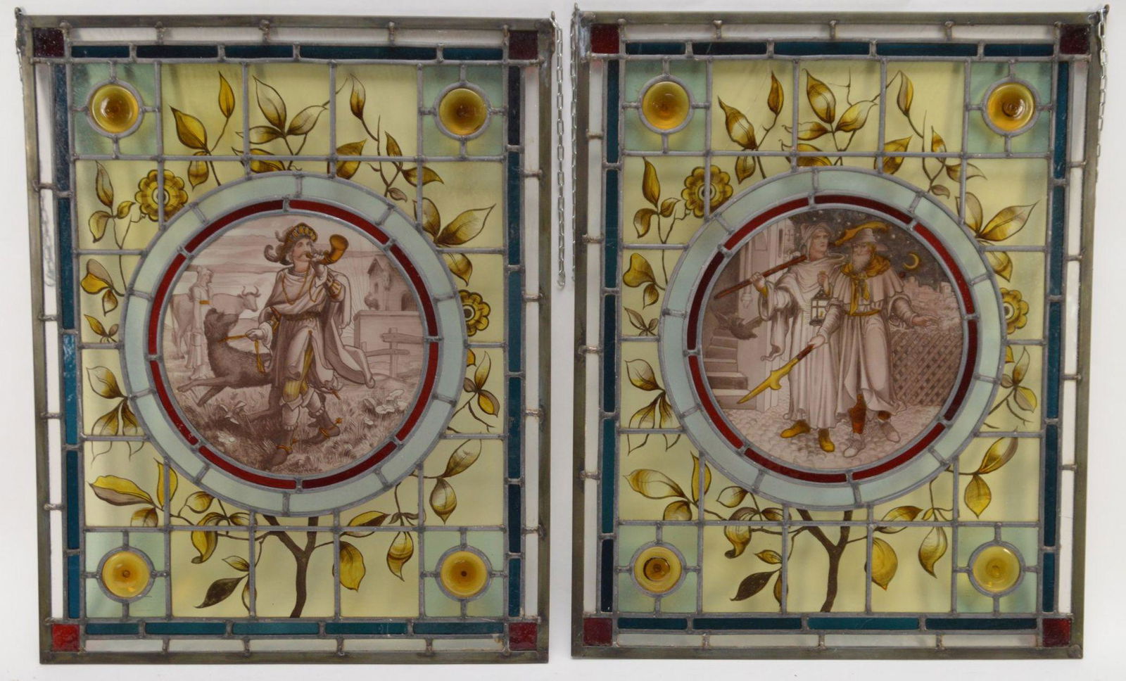 Pair of Stained glass Windows 25-1/2 x 20 inches (1 of 6)