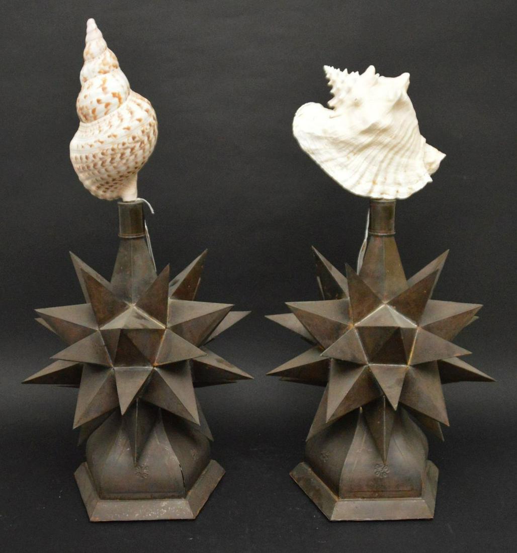 Two Decorative Tin Stars with Seashell - Metal base (1 of 7)