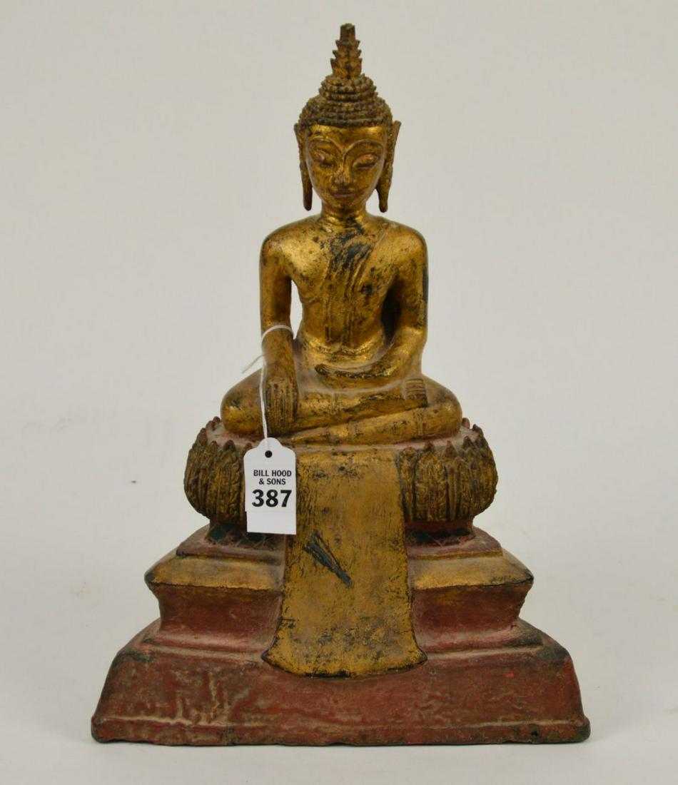 Gilt Cast Bronze Buddha Figure - Heavy cast Buddha (1 of 6)