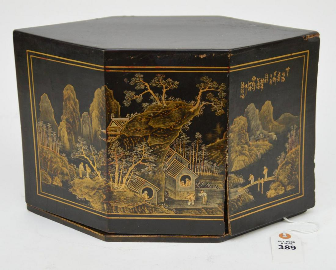 Chinese Carved Giltwood & Lacquer Shrine Altar Box - (1 of 6)