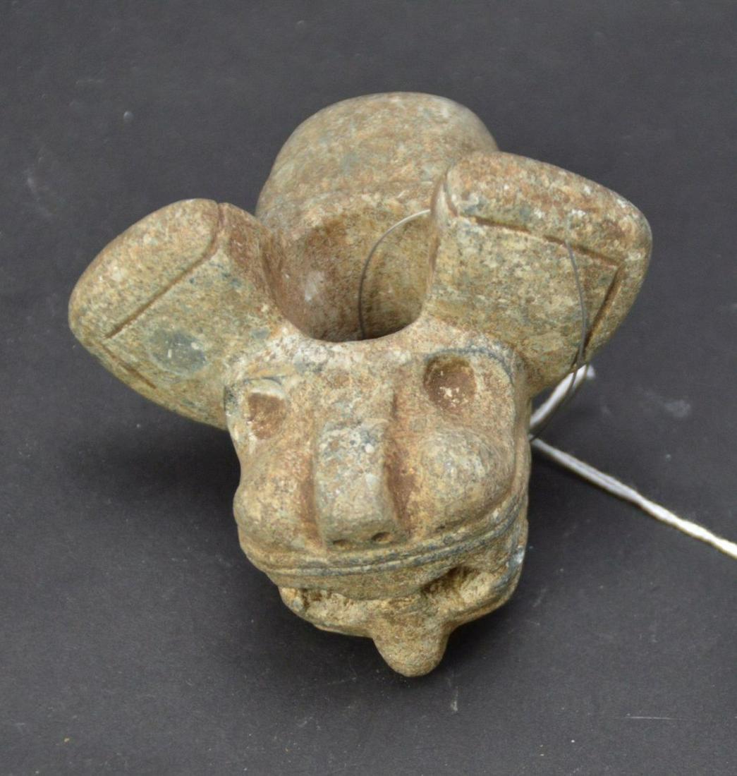 Pre-Columbian Ceremonial Jaguar Mace Head, Carved Green (1 of 4)