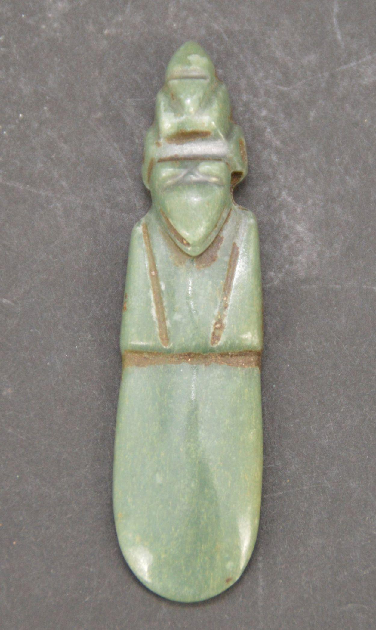 Pre-Columbian Jade Axe God Pendant, Avian Axe God with (1 of 3)