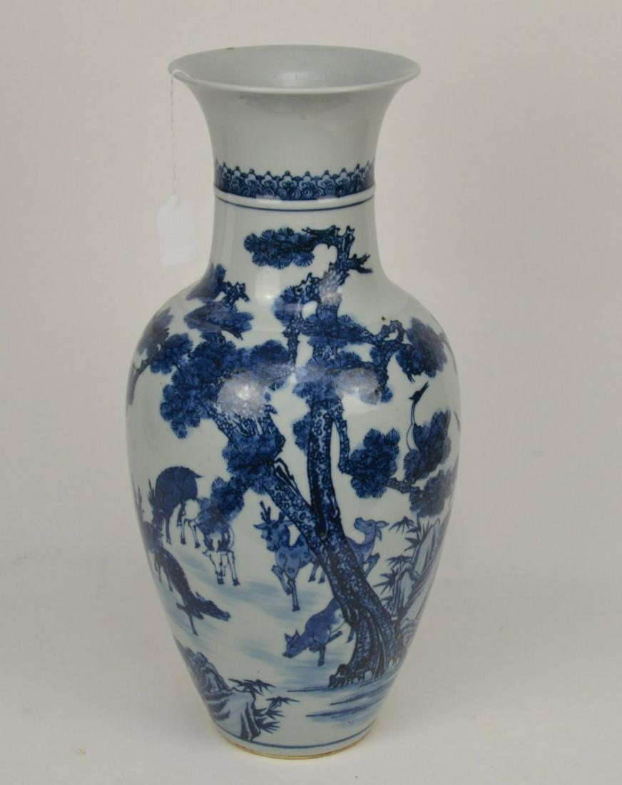 Large Chinese Blue & White Porcelain Vase - Featuring a (1 of 8)